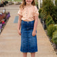 Girls Gingham Peach Blouse Girls