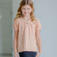 Girls Gingham Peach Blouse Girls Hayden