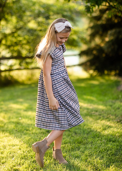 Girls Haven Plaid Wood Button Midi Dress Girls Woodmouse & Thistle