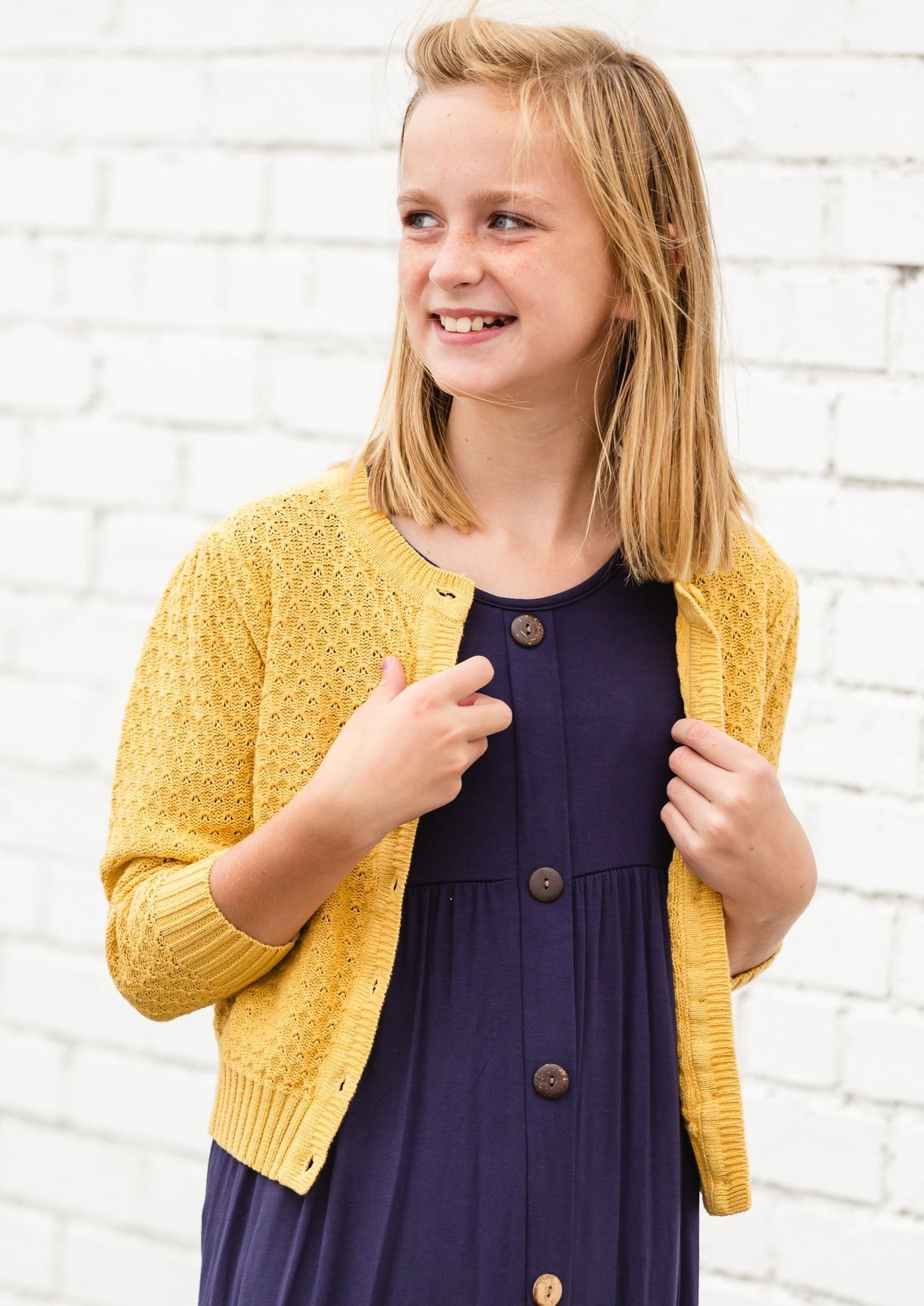 Girls Honey Yellow Knitted Cardigan - FINAL SALE Tops