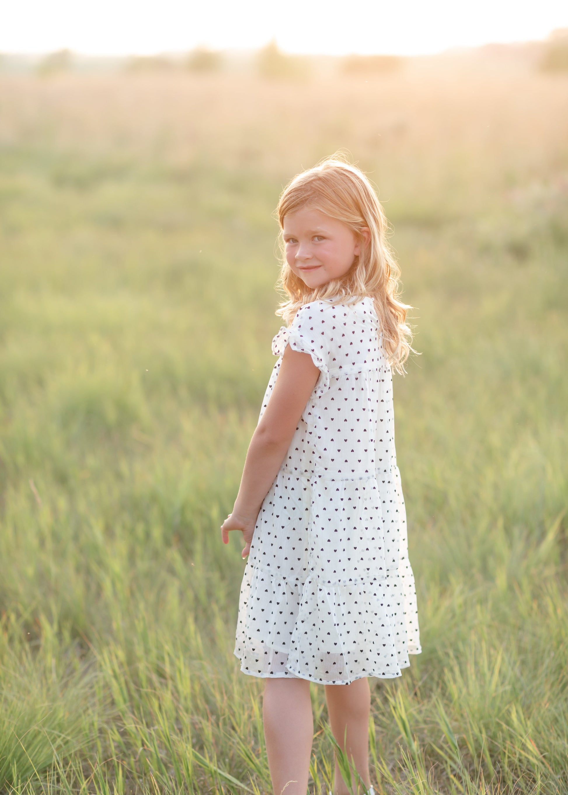 Girls Ivory + Black Printed Tiered Midi Dress - FINAL SALE Dresses