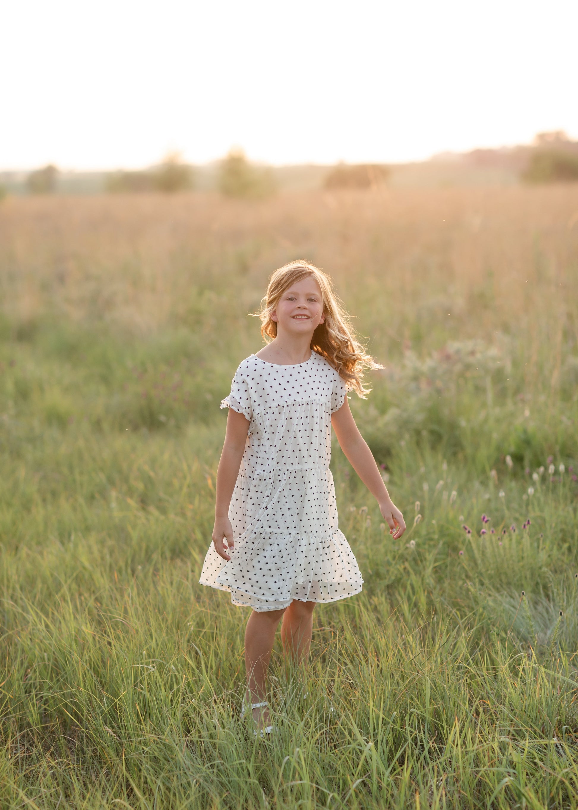 Girls Ivory + Black Printed Tiered Midi Dress - FINAL SALE Dresses