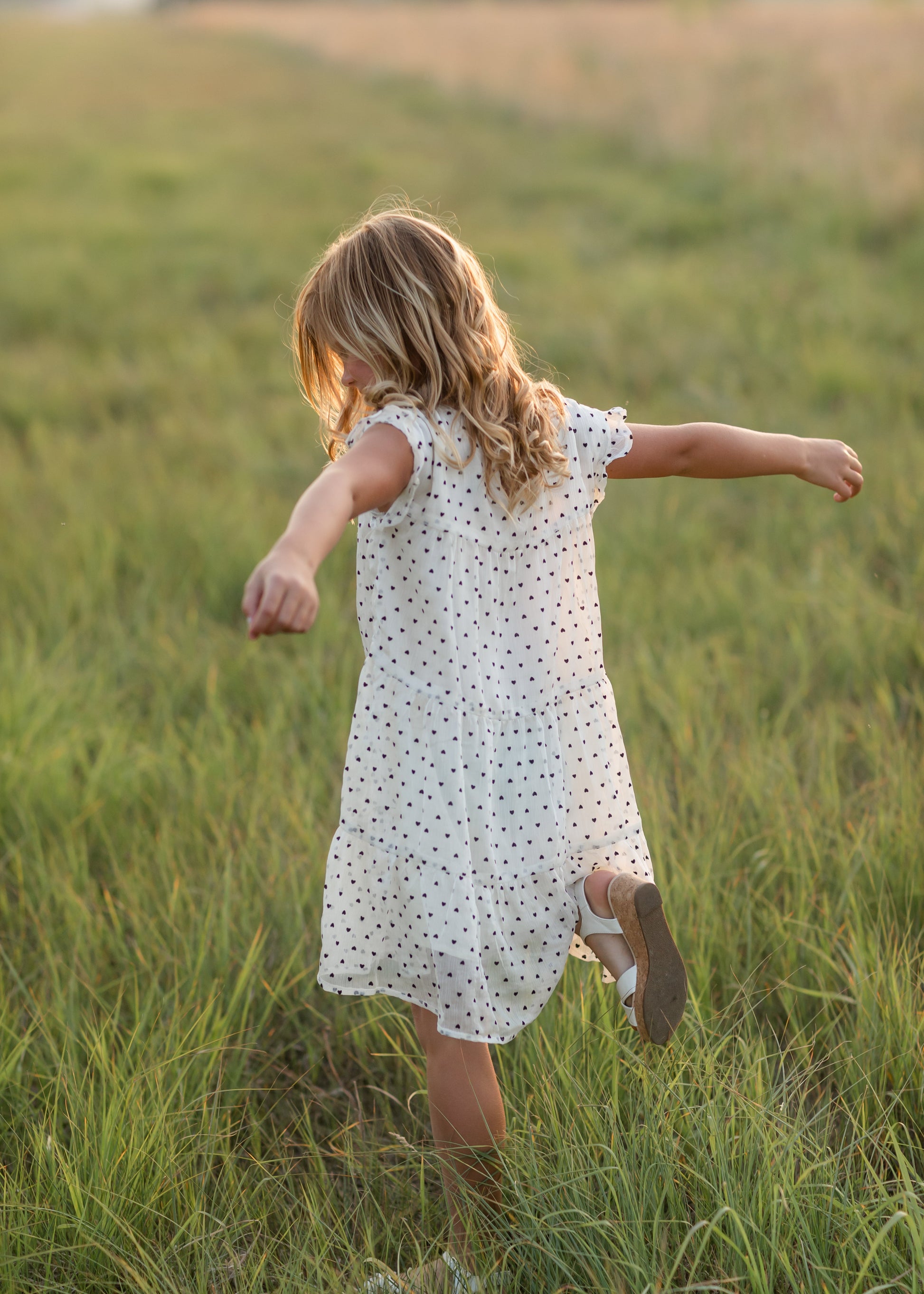 Girls Ivory + Black Printed Tiered Midi Dress - FINAL SALE Dresses