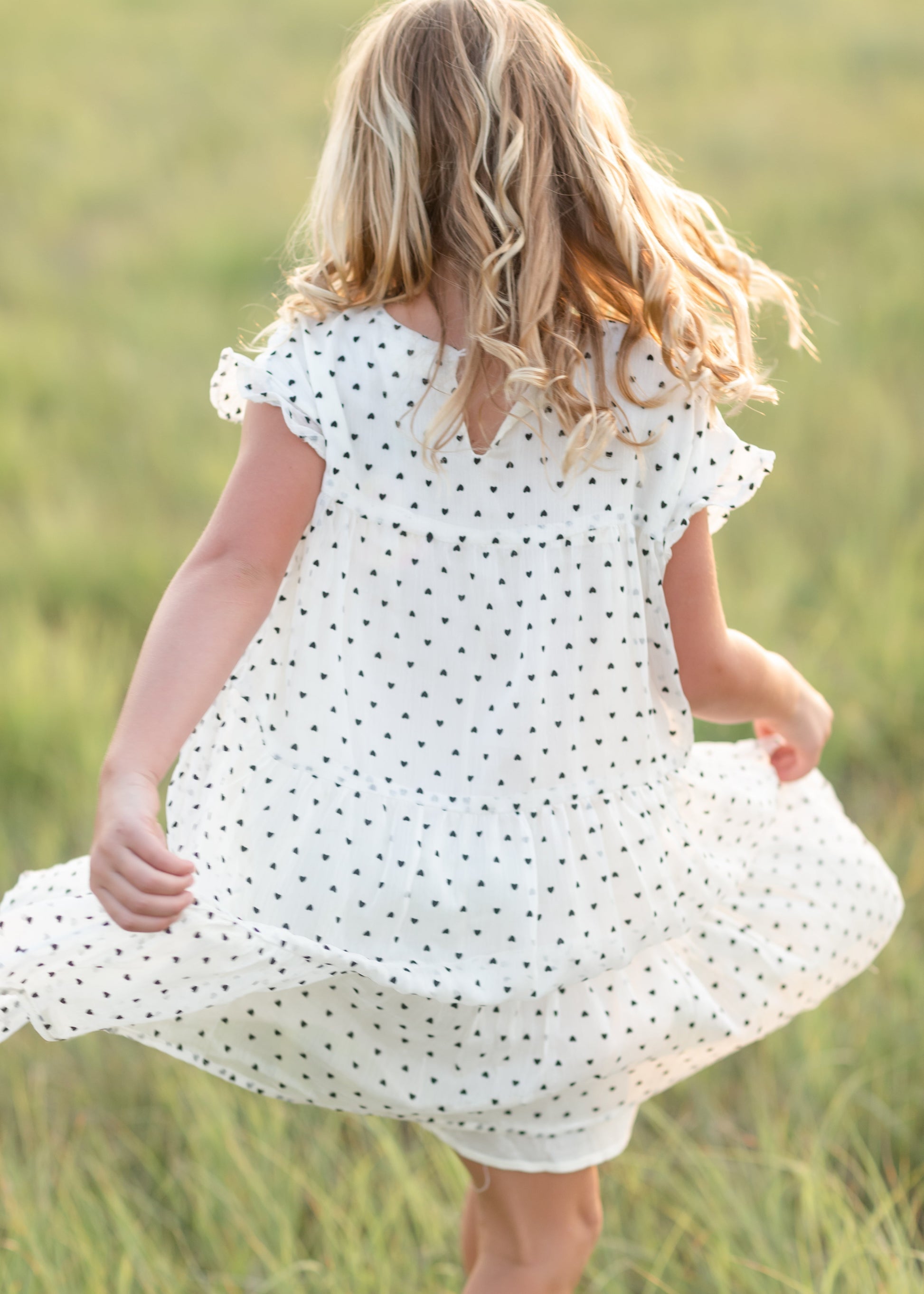 Girls Ivory + Black Printed Tiered Midi Dress - FINAL SALE Dresses