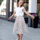 Girls Ivory Bright Floral Midi Skirt Skirts