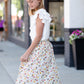 Girls Ivory Bright Floral Midi Skirt Skirts