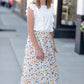 Girls Ivory Bright Floral Midi Skirt Skirts