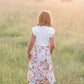 Girls Ivory Floral Elastic Waist Midi Skirt Skirt