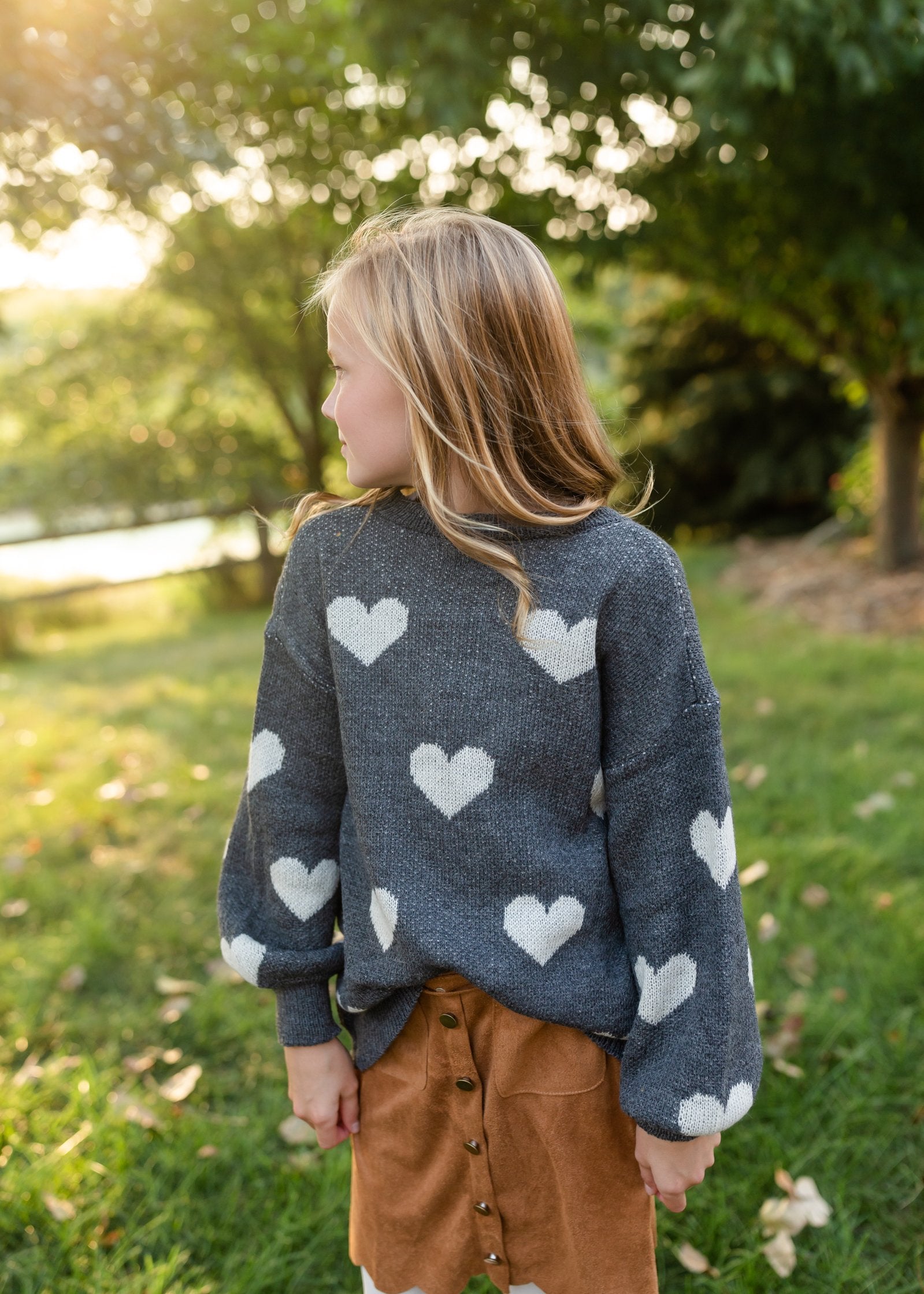 Girls Knitted Heart Pullover Sweater Girls Hayden Los Angeles
