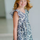 Girls Leaf Print Ruffle Sleeve Dress - FINAL SALE Girls