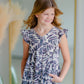 Girls Leaf Print Ruffle Sleeve Dress - FINAL SALE Girls