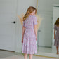 Girls Lilac Button Up Ruffle Sleeve Tiered Dress Girls Hayden