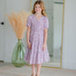 Girls Lilac Button Up Ruffle Sleeve Tiered Dress Girls Hayden