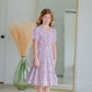 Girls Lilac Button Up Ruffle Sleeve Tiered Dress Girls Hayden