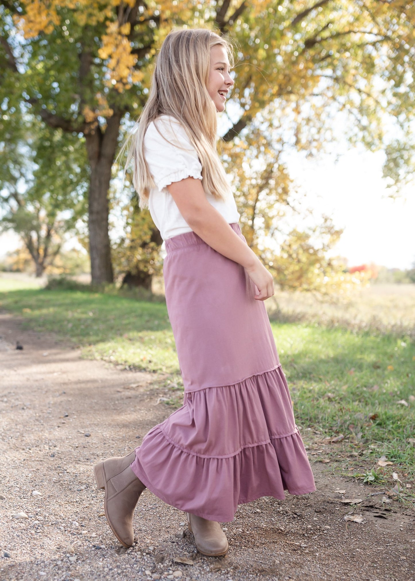 Girls Lou Lou Tiered Peasant Skirt Girls Inherit Mauve / XS