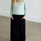 Mint baseball striped top that is also mommy and me style