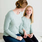 Mint baseball striped top that is also mommy and me style