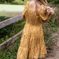 Girls Mustard Floral Smocked Short Sleeve Tiered Midi Dress Girls Hayden Los Angeles