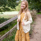 Girls Mustard Floral Smocked Short Sleeve Tiered Midi Dress Girls Hayden Los Angeles