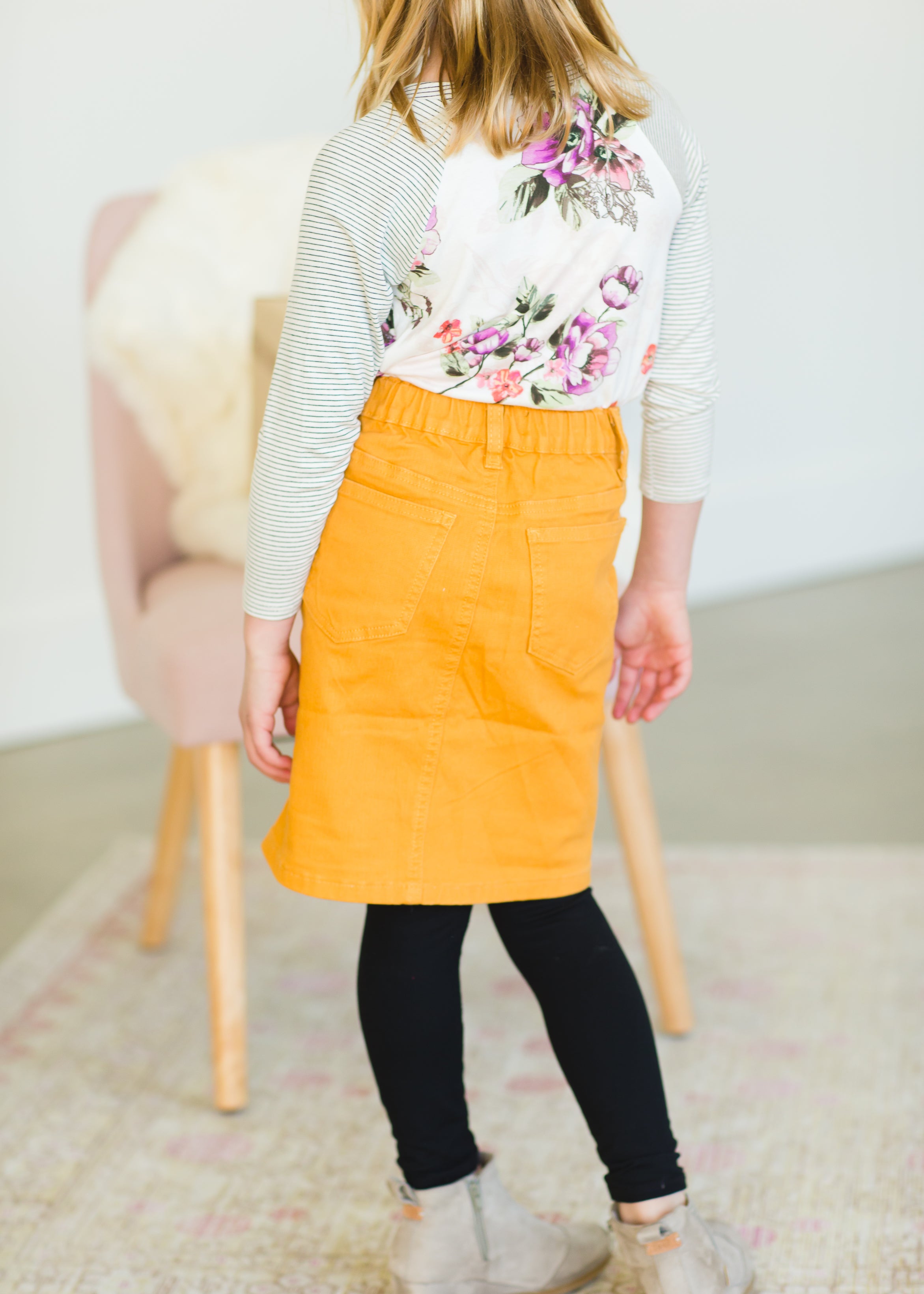 Girls Mustard Stretch Waist Denim Skirt FINAL SALE 6