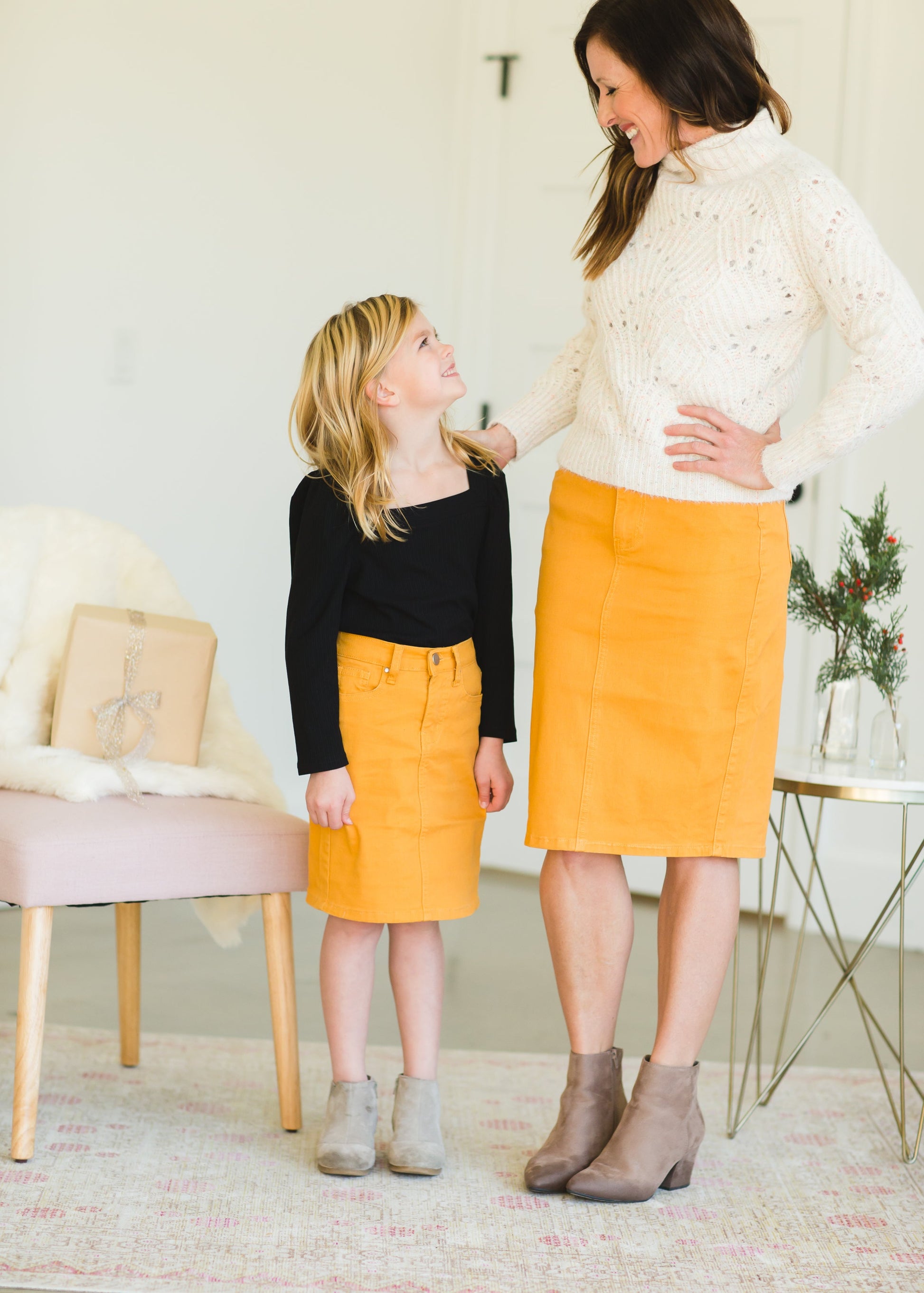 Girls Mustard Stretch Waist Denim Skirt - FINAL SALE Skirts