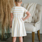 Girls Mustard Striped Button Front Midi Dress - FINAL SALE Dresses