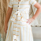Girls Mustard Striped Button Front Midi Dress - FINAL SALE Dresses