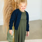 Girls Navy Knitted Cardigan - FINAL SALE Tops