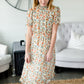 Girls Off White Floral Mock Neck Midi Dress Girls