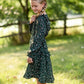 Girls Olive Ruffle Shoulder Floral Midi Dress Dresses Hayden
