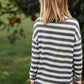 Girls Olive Striped Long Sleeve Top Shirt