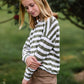 Girls Olive Striped Long Sleeve Top Shirt