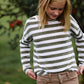 Girls Olive Striped Long Sleeve Top Shirt