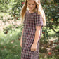 Girls Plaid Fringed Edge Round Neck Shift Midi Dress Girls Hayden Los Angeles