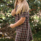 Girls Plaid Fringed Edge Round Neck Shift Midi Dress Girls Hayden Los Angeles