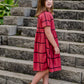 Girls Round Neck Grid Pattern Midi Dress Girls Woodmouse & Thistle