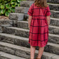 Girls Round Neck Grid Pattern Midi Dress Girls Woodmouse & Thistle