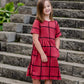 Girls Round Neck Grid Pattern Midi Dress Girls Woodmouse & Thistle