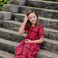 Girls Round Neck Grid Pattern Midi Dress Girls Woodmouse & Thistle