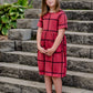 Girls Round Neck Grid Pattern Midi Dress Girls Woodmouse & Thistle