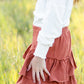 Girls Rust Ruffle Midi Skirt Girls