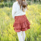 Girls Rust Ruffle Midi Skirt Girls