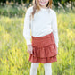 Girls Rust Ruffle Midi Skirt Girls