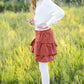 Girls Rust Ruffle Midi Skirt Girls
