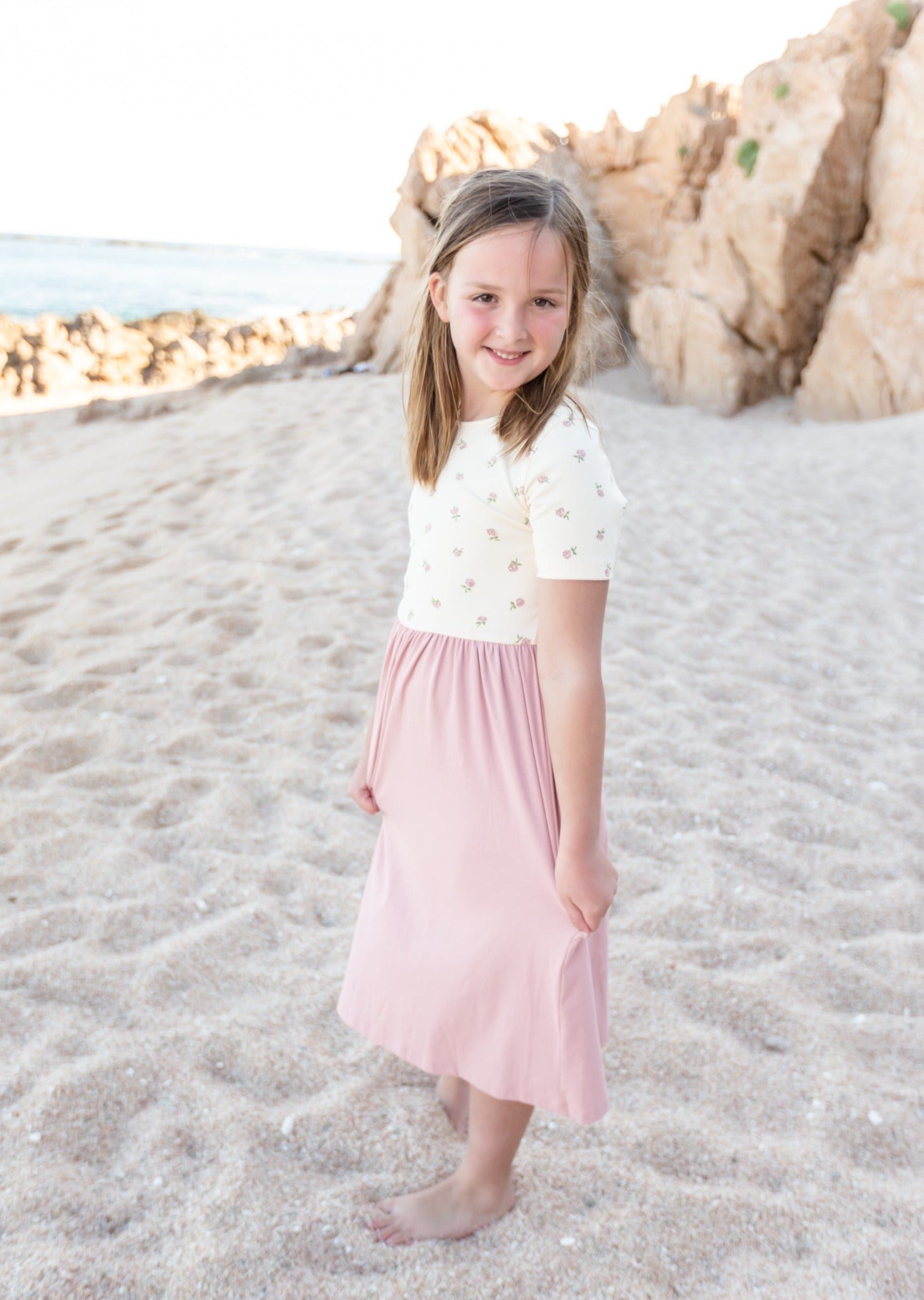 Girls Short Sleeve Mina Floral Midi Dress Dresses