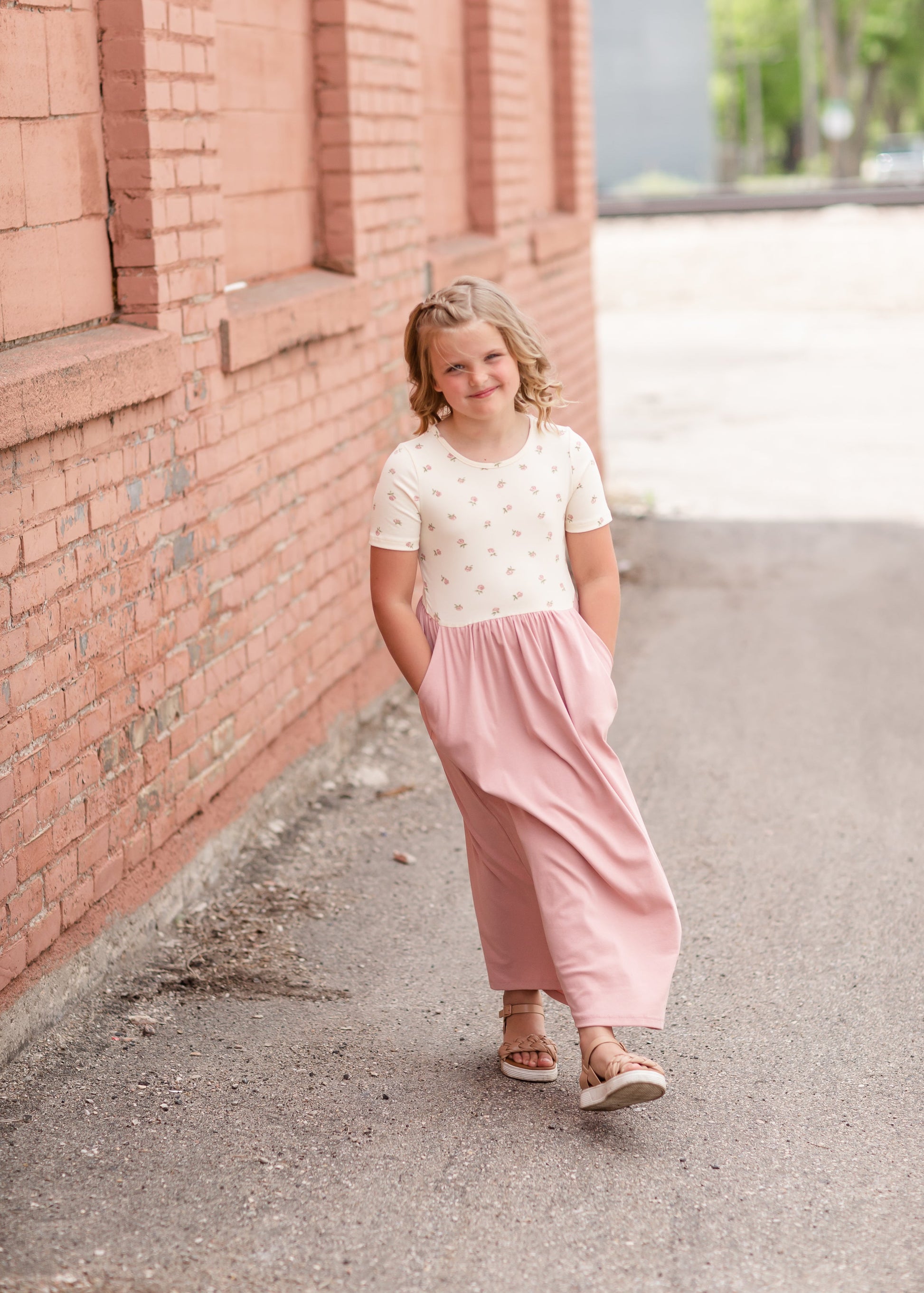 Girls Short Sleeve Mina Floral Midi Dress Dresses