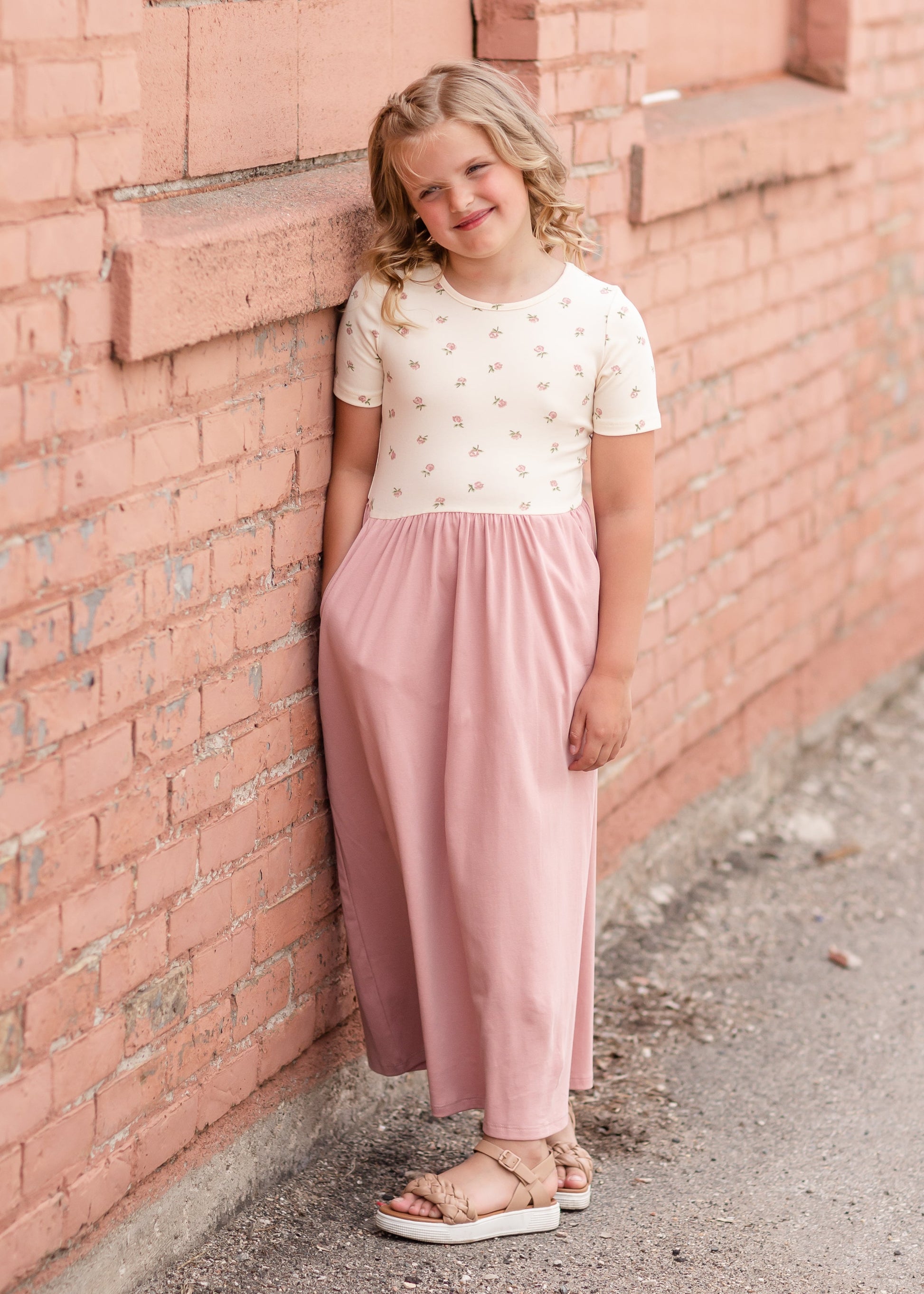 Girls Short Sleeve Mina Floral Midi Dress Dresses