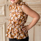 Girls Smocked Waist Ruffle Sleeve Top Shirt Hayden