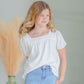 Girls Square Neck Cinched Sleeve Top Girls