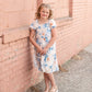 Girls Square Neck Floral Print Midi Dress Girls